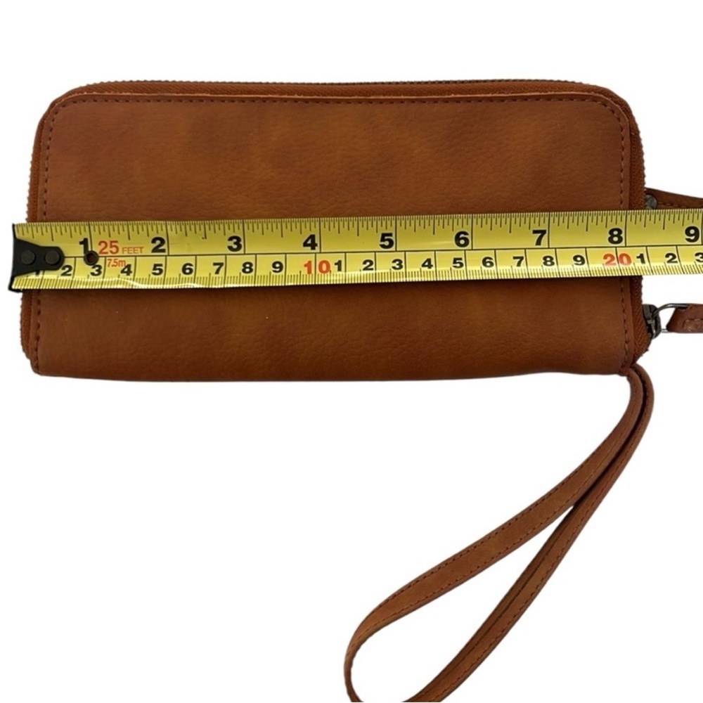 Free People Zip Around Vegan Leather Wristlet Wallet Brown Like New - Picture 4 of 7